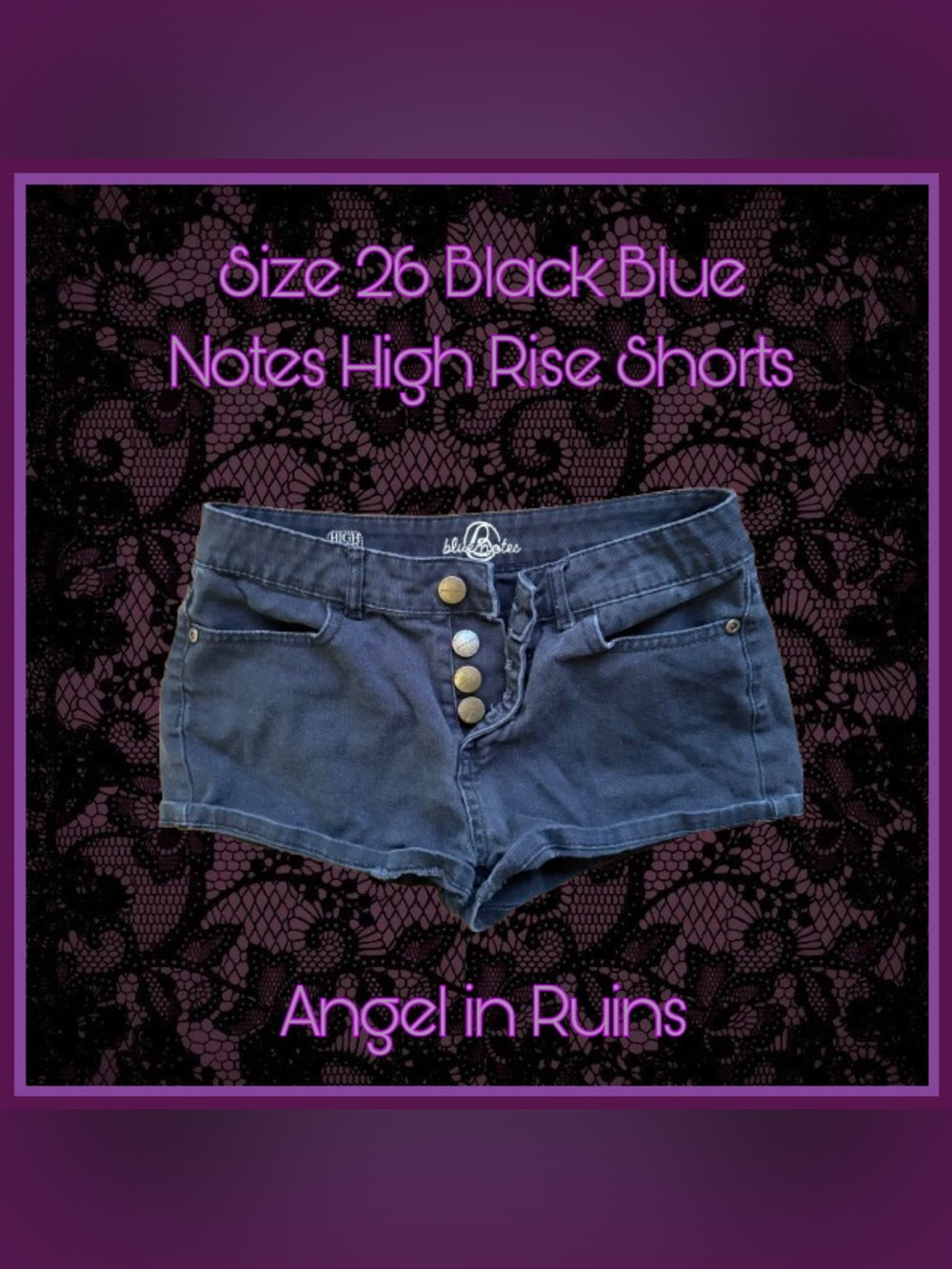 Black Blue Notes High Rise Shorts